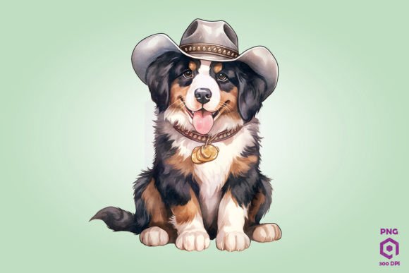 Cowboy Bernese Mountain Dog Clipart