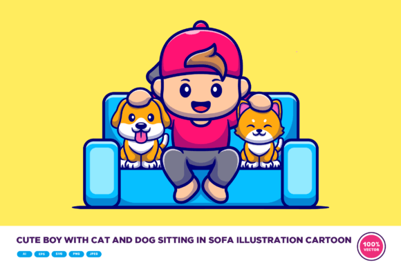 Cute Boy with Cat and Dog Sitting: An Embroidery Designer's Review