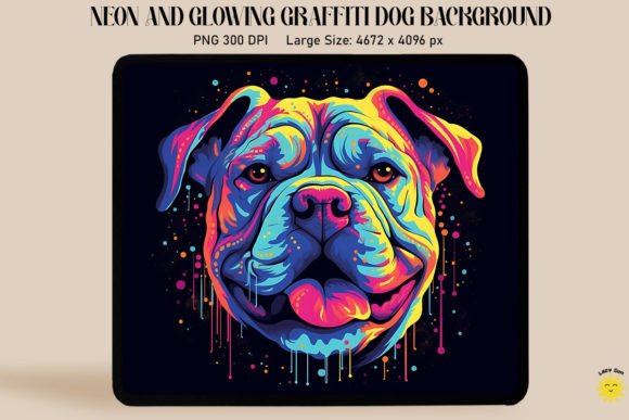 Neon Graffiti of American Bulldog Dog