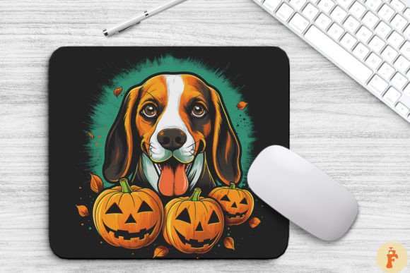 Pop Art Happy Beagle Dog with Pumpkins