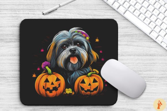 Pop Art Lhasa Apso Dog with Pumpkins Design Review