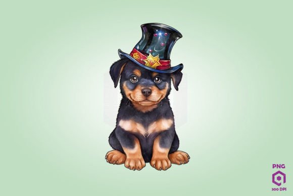 Rottweiler Dog in Magic Hat: Review for Embroidery Projects