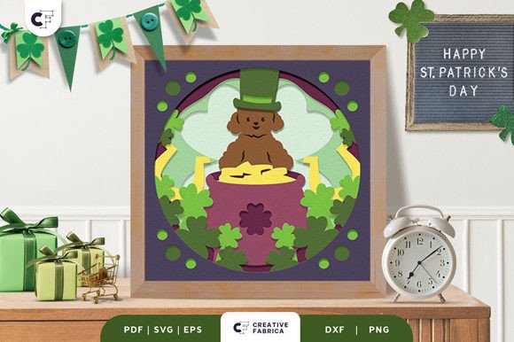 St. Patricks Day Puppy 3D Shadow Box