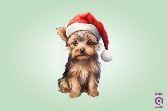 Yorkshire Terrier Dog in Santa Hat Design Review